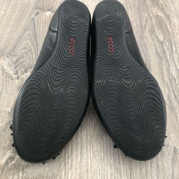 Ecco Black Leather Keystone Flower Slip-On Flats Shoes Women Size 38 EU 7-7.5 US - Picture 8 of 10